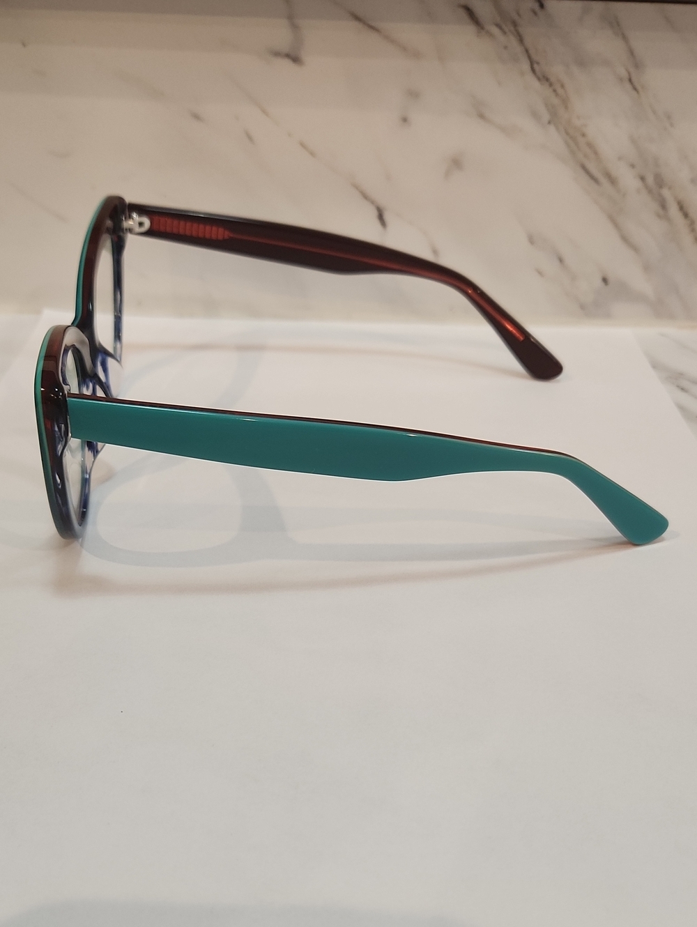 Pinup Rockabilly Teal & Brown Cateye Non-Perscription Blue Light Glasses - Picture 2 of 6